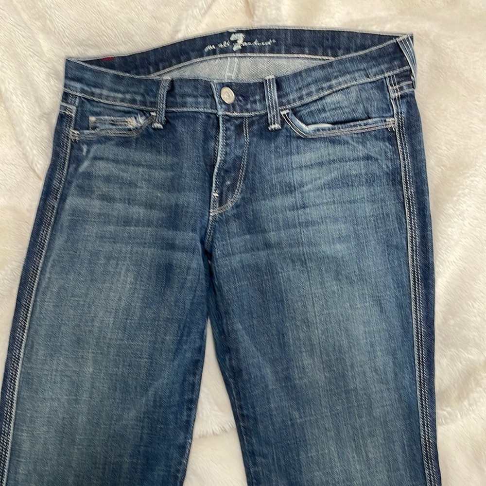 7FAM vintage wide dark wash jeans